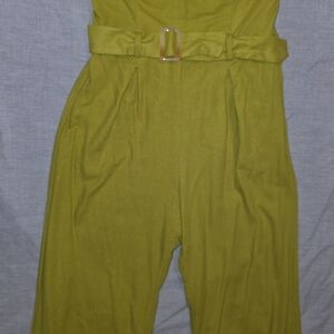 Light Olive Green Belted Jumpsuit